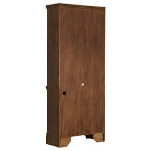English Elm Stigham Burnished Oak Bookcase with 5-Tier Shelves, 3 Adjustable, 2-Door Cabinet & Wire Management B062P357844