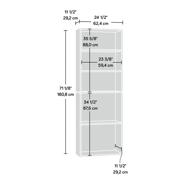 English Elm 5-Shelf Bookcase - Stylish Brown Finish, Adjustable Shelves, Space-Saving Design For Any Room Decor B356P402778