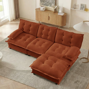 English Elm 107" Modular Cloud Sectional Chenille Deep Seat Couch with Lattice Cushions for Apartments Orange W714S01738