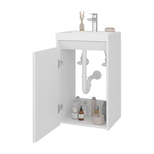English Elm Homer Wall Mounted Bathroom Vanity with Integrated Sink and Interior Storage White B097P480477