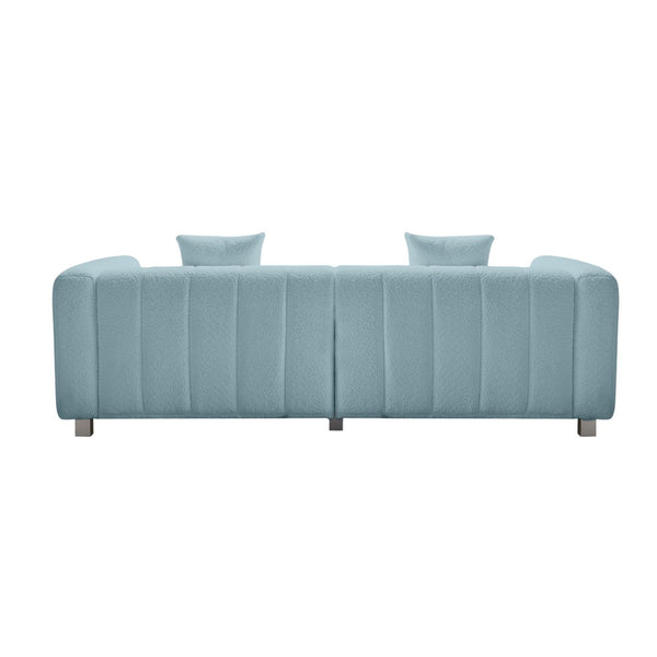 English Elm 83.46'' Velvet Three Seat Sofa Bubble Upholstered Couch with Sleek Metal Legs for Living Room Blue W2795S00040