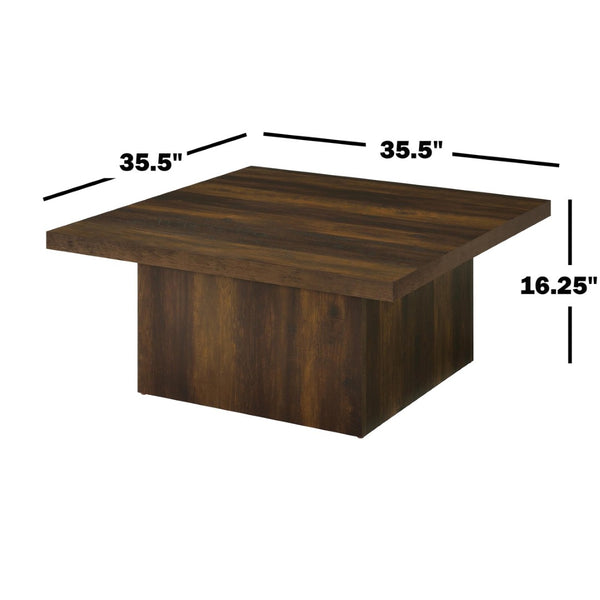 English Elm Square Engineered Wood Coffee Table with Pedestal Base for Modern Living Rooms B016P473295
