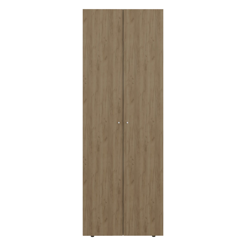 English Elm Armoire 66.9" H - Stylish Natural Oak & White Storage Solution With 2 Doors & Adjustable Shelves B097P395869