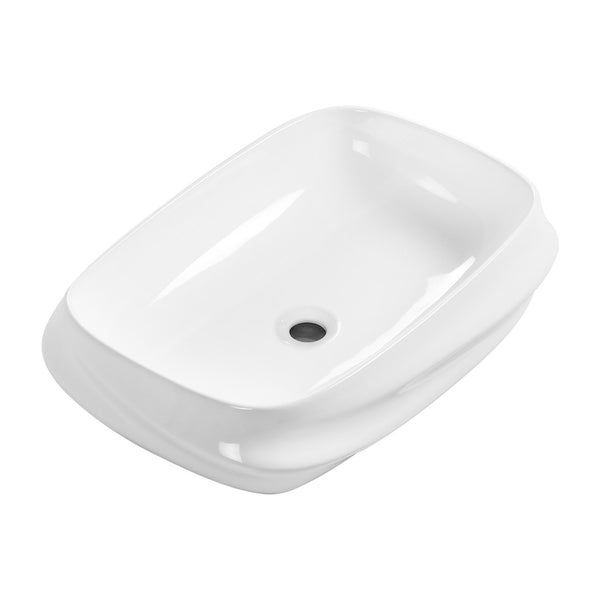 English Elm Modern Ribbed Ceramic Vessel Sink Gloss White Architectural Basin for Bathroom Vanity W3402P351186