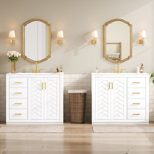 English Elm 72'' Bathroom Vanity With Ceramic Sink - Elegant Solid Wood Freestanding Set With Ample Storage & Soft-Close Doors N710SS00015K