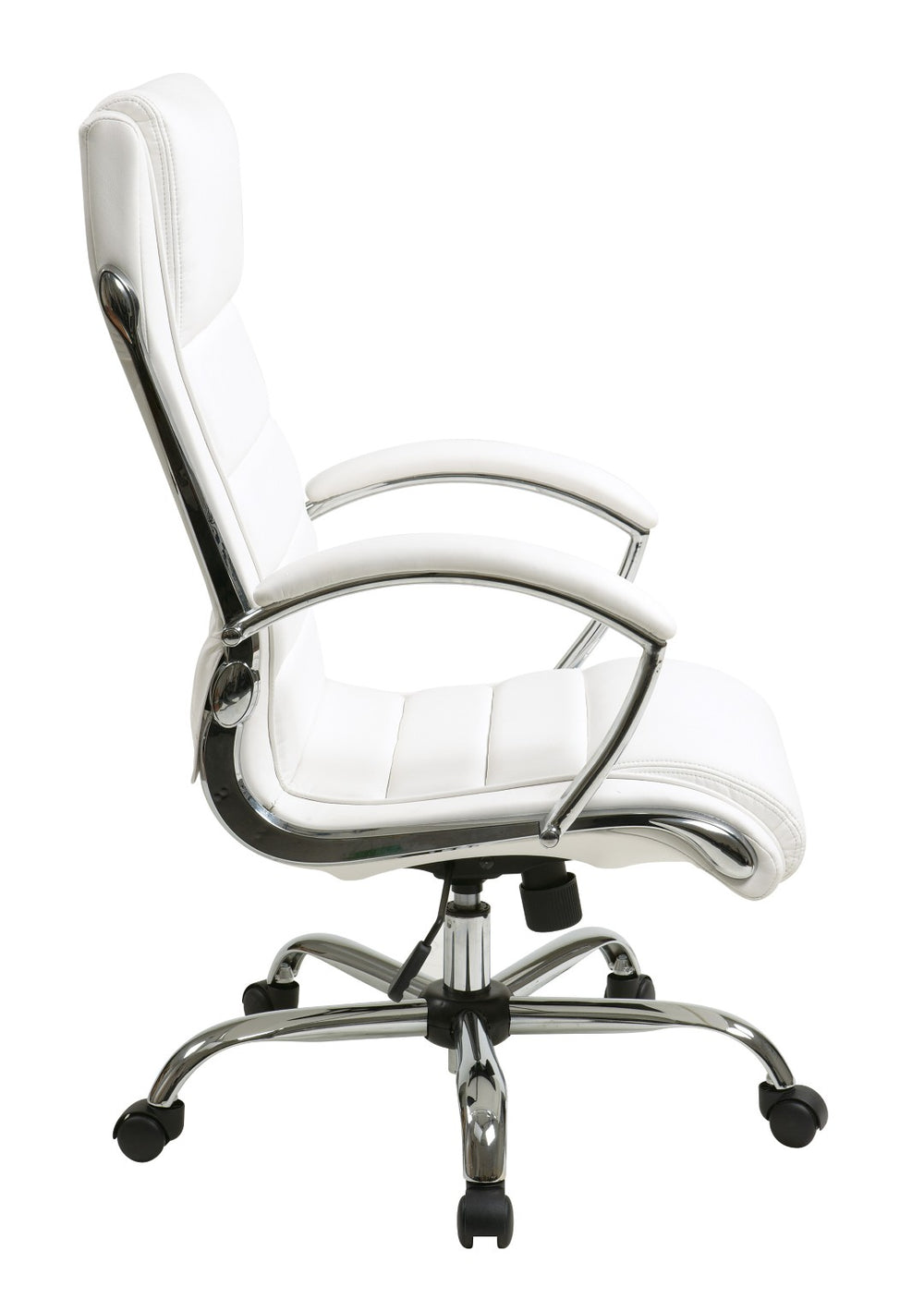 OSP Home Furnishings Executive Faux Leather Office Chair with Lumbar Support Chrome Accents and Padded Arms FL1327C-U11