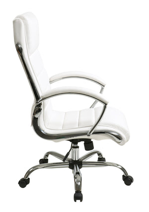 OSP Home Furnishings Executive Faux Leather Office Chair with Lumbar Support Chrome Accents and Padded Arms FL1327C-U11
