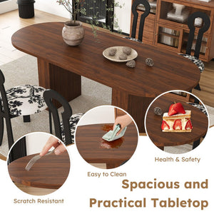 English Elm 62.9" Oval Walnut Veneer Dining Table Seats Six Modern Farmhouse Waterproof Surface W2700S00146