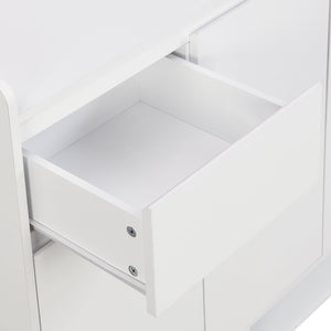 English Elm ON-TREND Modern Shoe Cabinet with Adjustable Shelves, Solid Wood Legs, Spacious Entryway Storage Sideboard White WF321211AAK