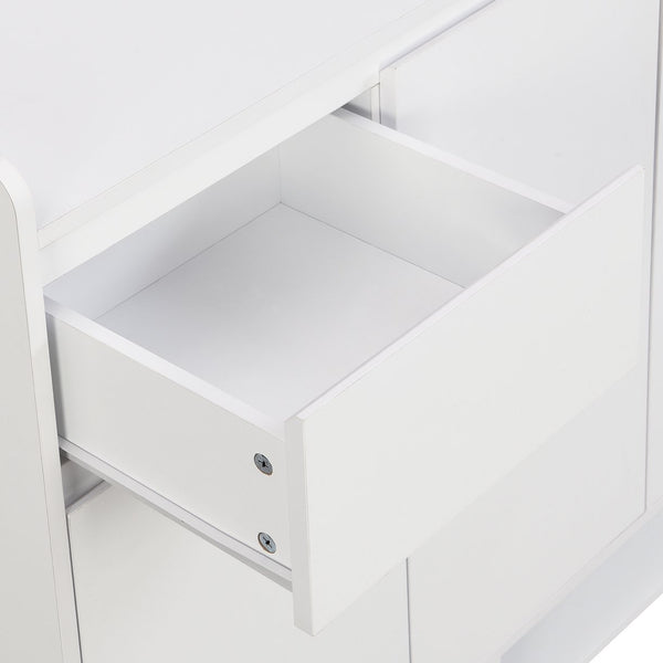 English Elm ON-TREND Modern Shoe Cabinet with Adjustable Shelves, Solid Wood Legs, Spacious Entryway Storage Sideboard White WF321211AAK