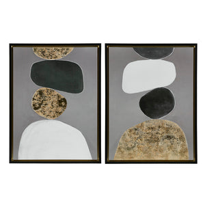 INK+IVY Neutral Stones Modern/Contemporary Figural 2-piece Framed Canvas Wall Art Set II95C-0160 Black