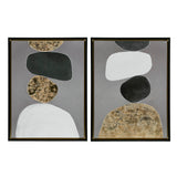 Neutral Stones Modern/Contemporary Figural 2-piece Framed Canvas Wall Art Set