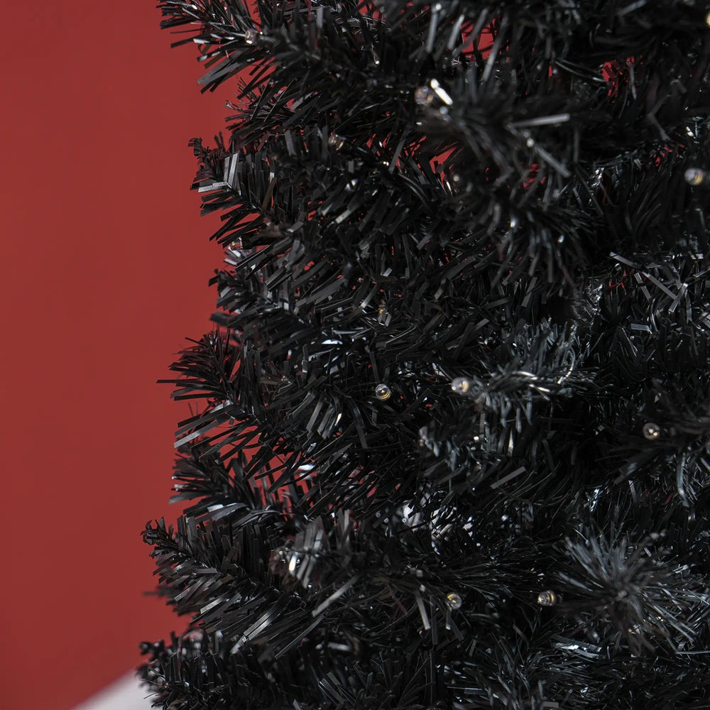 English Elm Black Slim Pencil Christmas Tree Pre-lit Warm Led Lights Modern Holiday Decor T3971P400705