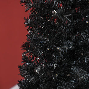 English Elm Black Slim Pencil Christmas Tree Pre-lit Warm Led Lights Modern Holiday Decor T3971P400705