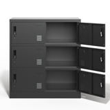 English Elm 6-Door Employee Storage Locker, Metal Lockers For Office, Gym, School, and Homewith Card Slot (Black)