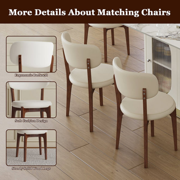 English Elm 63" Modern 7-Piece Dining Set with Burnt Sintered Stone Top, Gold Solid Wood Base & Storage, 6 Chairs W2700S00069