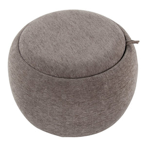 English Elm Tray Pouf Ottoman: Versatile Brown Fabric & Natural Wood Storage, Ideal For Modern Living Spaces B202P223753-GIGA