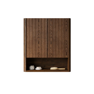 English Elm ZULA Solid Wood Door Over-The-Toilet Cabinet with Soft-Close Doors, Striped Curved Design, 32.7" Dark Walnut W2615P380437