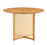 English Elm Chinese Countryside Retro Solid Wood Round Table, Simple Modern Imitation Rattan Table, Wooden Table, Desk. Suitable For Dining Room, Living Room, Office