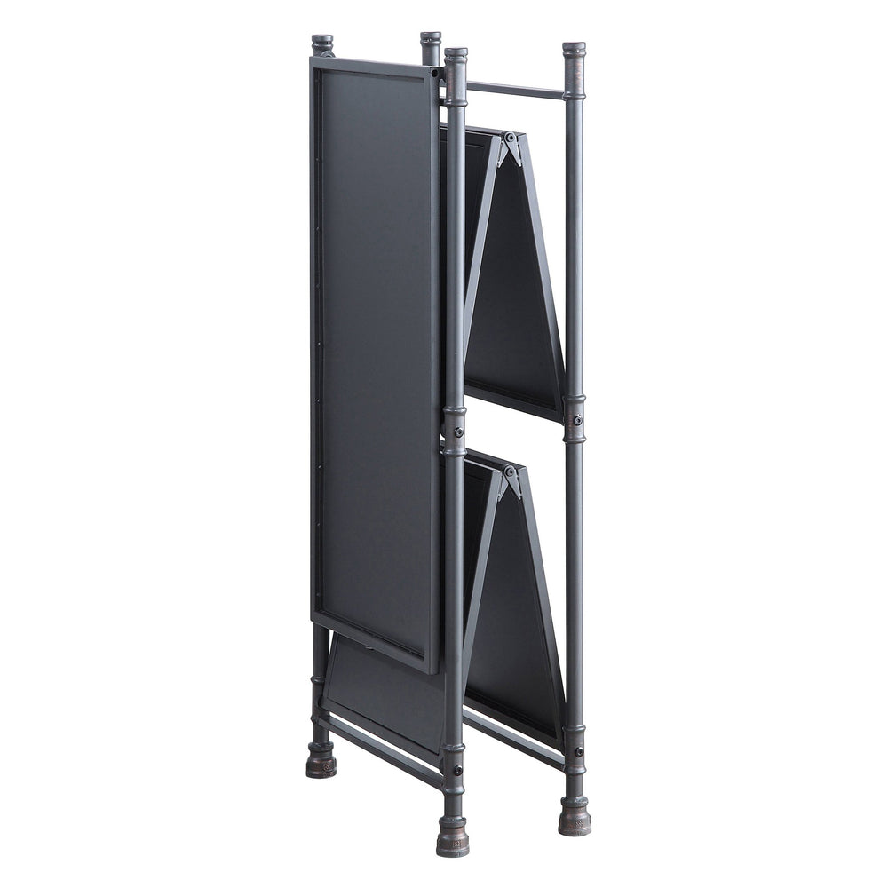 English Elm Sandy Industrial 3-Tier Console Table, Foldable Water-Pipe Shelves in Sandy Black Dark Bronze Finish — Durable Metal Storage & Rustic Display Piece for Home Entryway or Living Room B062P186469