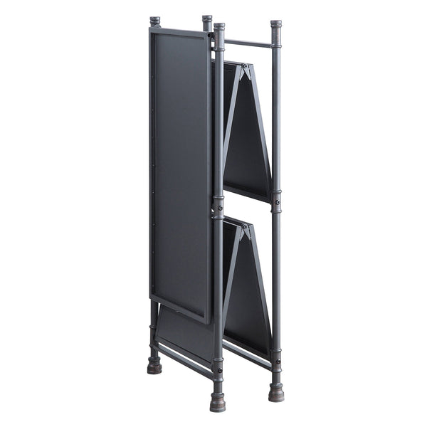 English Elm Sandy Industrial 3-Tier Console Table, Foldable Water-Pipe Shelves in Sandy Black Dark Bronze Finish — Durable Metal Storage & Rustic Display Piece for Home Entryway or Living Room B062P186469