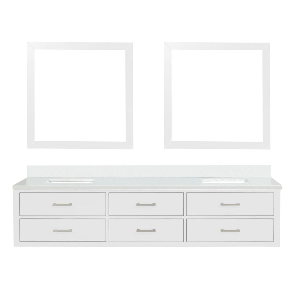 English Elm White Double Bath Vanity Set With White Quartz Top & Two 36" Mirrors – Elegant, Spacious Design B2731S01587-GIGA