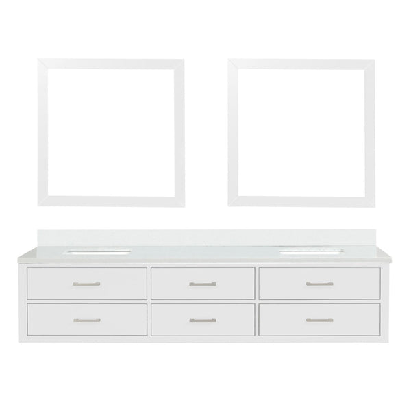 English Elm White Double Bath Vanity Set With White Quartz Top & Two 36" Mirrors – Elegant, Spacious Design B2731S01587-GIGA