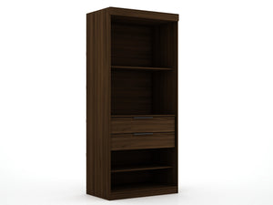 English Elm Mulberry 36" Wardrobe Closet with Adjustable Shelves, Sleek Aluminum Handles, Space-Saving Design Chestnut B365S00006