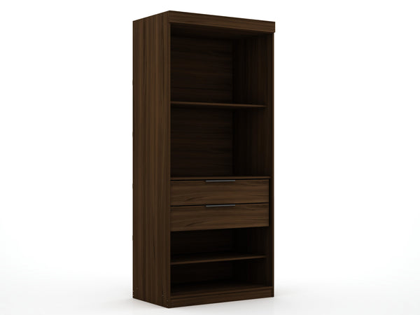 English Elm Mulberry 36" Wardrobe Closet with Adjustable Shelves, Sleek Aluminum Handles, Space-Saving Design Chestnut B365S00006