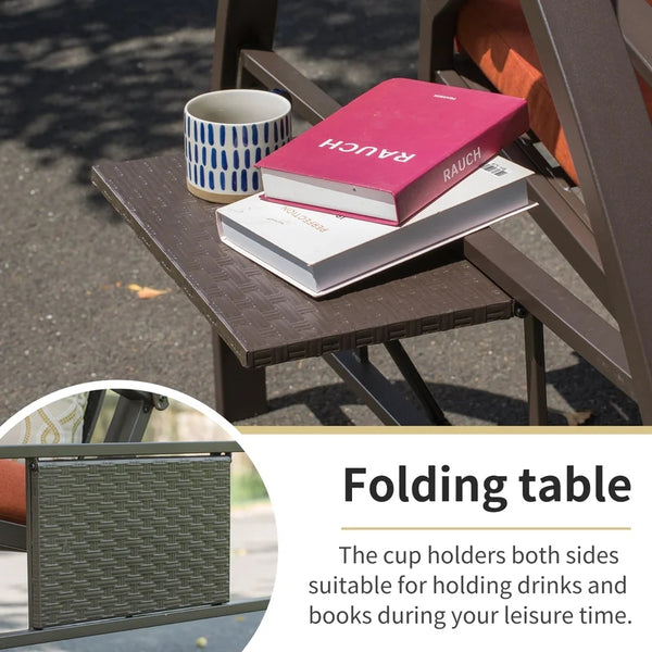 English Elm Patio 3-Person Deluxe Porch Swing Glider with Adjustable Canopy, Heavy-Duty Spring & Sunbrella Cushions W1859S00110