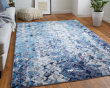 Feizy Rugs Indio Modern Low Pile Geometric Rug In Earthy Tones – Durable, Stain-resistant, Pet-friendly Design Blue,Ivory,Gray Polyester,Polypropylene Ind39h0fblu000f00