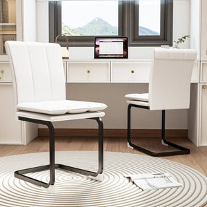English Elm Modern Pu Leather Cantilever Dining Chairs Set of 4 with Steel Arc Frame for Kitchen W5123P454210