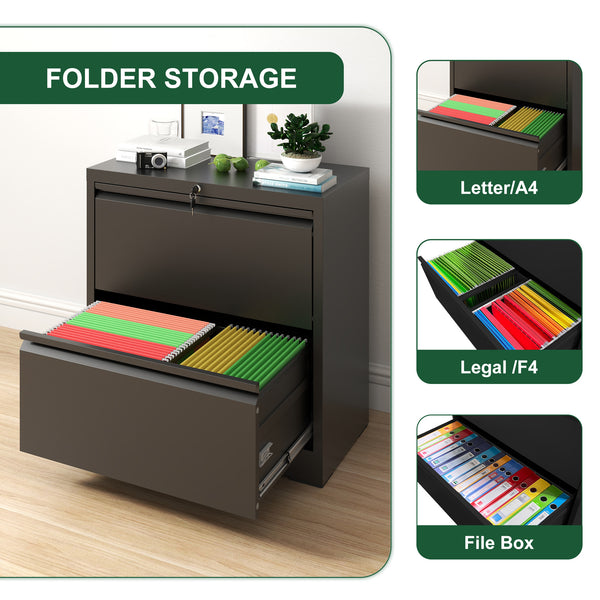 English Elm 2 Drawer Lateral File Cabinet With Lock - Durable Steel Filing Solution For Home Office Organization T2398P272106