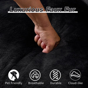 English Elm Giant Ultra Soft Fluffy Loveseat Bean Bag Sofa for Adults, Oversized Shredded Foam Couch with Pillows Black W3723P353894