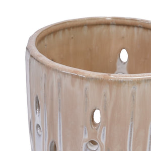 English Elm Set Of 2 Striped Ceramic Flowerpots - Modern 8" Planters With Drainage Holes For Stylish Displays W3273P322552-GIGA