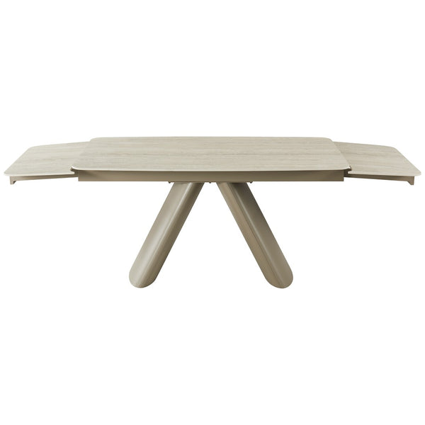 English Elm Retractable Sintered Stone Extendable Dining Table Seats Eight with Steel Base W5630S00002