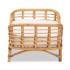 English Elm Modern Rattan Woven Pet Bed with Cushion Bohemian Artisan Frame for Any Room B2750P470057