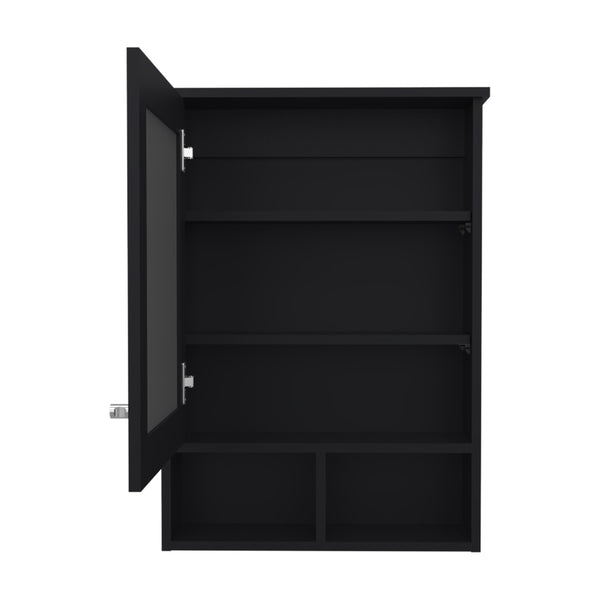 English Elm Medicine Compact Wall Cabinet with Mirror Door, Engineered Wood Storage, Durable, Space-Saving Design Black 34.65 L x 23.23 W x 4.72 H B097P250881