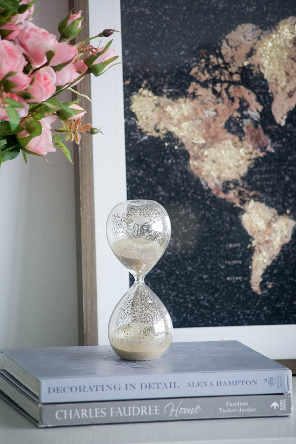 English Elm Set Of 2 Peleus Antique Silvered Hourglass - 30-Minute Timer With Elegant Bisque Sand For Decor W2078P278368-GIGA