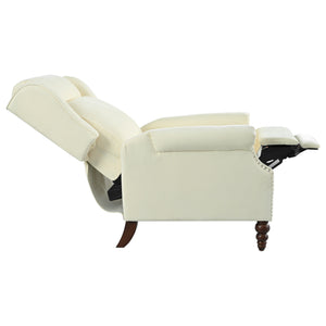 English Elm Christopher Knight Home® - 29.75" Push Back Recliner Chair with Wingback Design, Gourd Wooden Legs, Polyester Upholstery, Cozy Comfort Beige N763P201072A