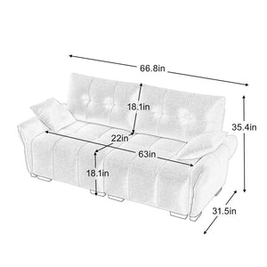 English Elm Premium Chenille Two Seater Sofa Tufted Arms Ergonomic Foam Living Room Lounge White W714S01631