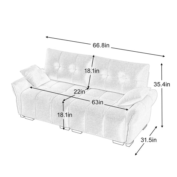 English Elm Premium Chenille Two Seater Sofa Tufted Armrests Foam Support Modern Living Room Blue W714S01632