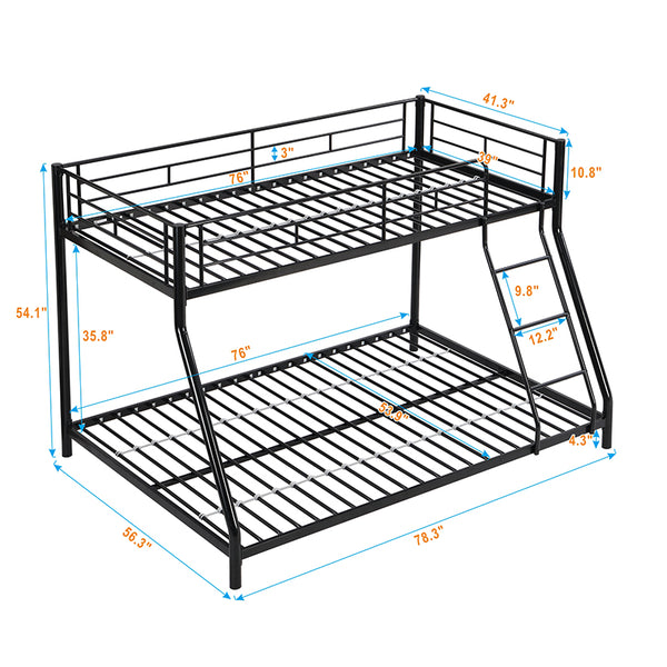 English Elm METAL Twin-Over-Twin Bunk Bed Black - Space-Saving Modern Metal Frame, Durable Quiet Steel Support W2297P397424