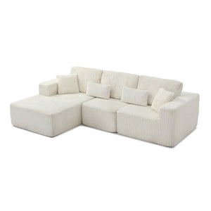 English Elm 109'' Modular Cloud Sectional Corduroy Couch Deep Seat L-shape for Living Room W1117S00311