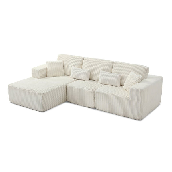 English Elm 109'' Modular Cloud Sectional Corduroy Couch Deep Seat L-shape for Living Room W1117S00311