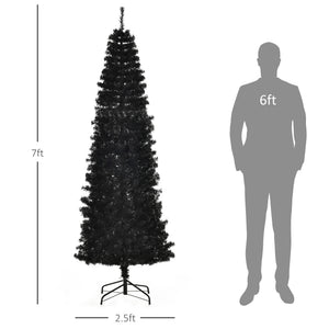 English Elm Homcom 7Ft Slim Pencil Christmas Tree - Unlit Douglas Fir With 818 Tips For Modern Holiday Décor W2225P229377
