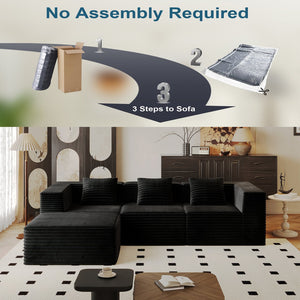 English Elm Modular Sectional Couches For Cozy Living Rooms, Deep Seat Comfort, No Assembly, Plush Corduroy Design W3434S00018