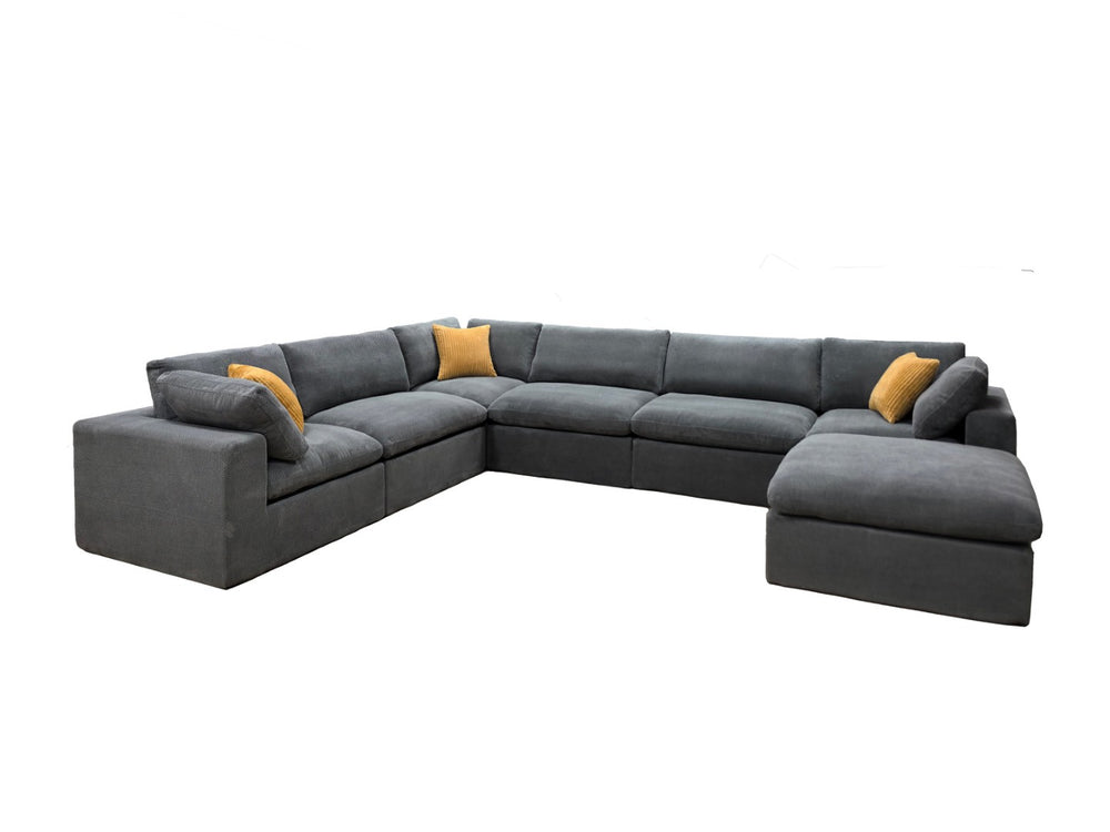 English Elm Coffee Bean Textured Modular Sectional Sofa Low Profile Contemporary Living Room Light Gray B2748S00070