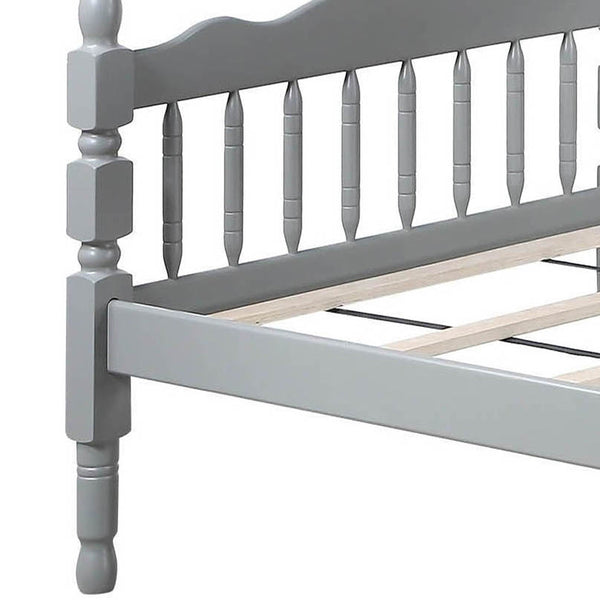 English Elm Grey Twin Over Twin Bunk Bed - Space-Saving Design, Sturdy Pine Construction & Safe Access Features B062S00492