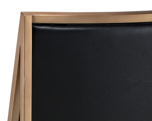 Sunpan Blair Dining Chair Set - Chic Antique Brass Frame with Luxurious Smooth Leather for Modern Spaces Cantina Black